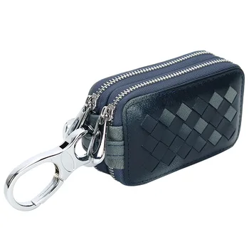 Sheepskin woven high quality key bag waist hanging double zipper large capacity leather car key bag
Sheepskin woven high quality key bag waist hanging double zipper large capacity leather car key bag