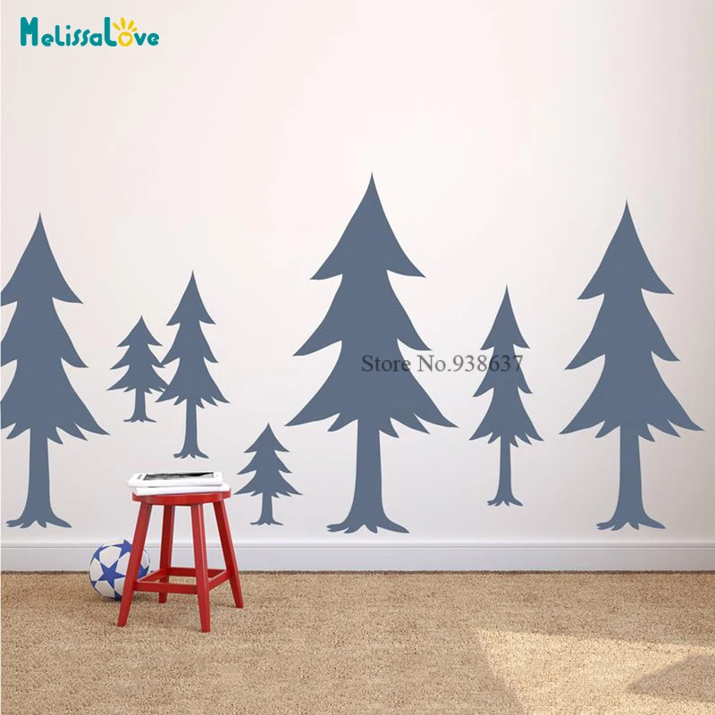 

Pine Tree Woodland Wall Decal Forest Nursery Mural Custom Color Baby Room Play Room Decor Removable Vinyl Wall Sticker BB808