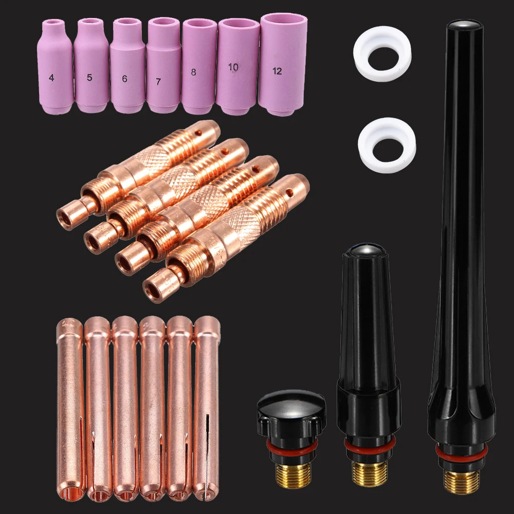 Tig torch kit collet body back cap for WP17 WP18 WP26 alumina cup insulator tig welding accessories
Tig torch kit collet body back cap for WP17 WP18 WP26 alumina cup insulator tig welding accessories