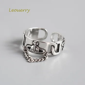 

Leouerry 925 Sterling Silver Vintage Planet Saturn Chain Ring Creative Planet Texture Opening Rings for Women Silver 925 Jewelry