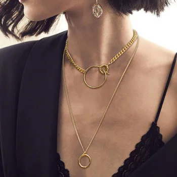 Minimalism Multi-Layer Double Circle Necklace Women Collar Statement Punk Gold Color Sexy Chain Necklace Female Choker Jewelry
Minimalism Multi-Layer Double Circle Necklace Women Collar Statement Punk Gold Color Sexy Chain Necklace Female Choker Jewelry