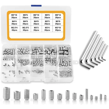 Hex Head Socket Set Screw Bolts Assortment Kit Grub Screw with Internal Hex Drive, 304 Stainless Steel (Metric)
Hex Head Socket Set Screw Bolts Assortment Kit Grub Screw with Internal Hex Drive, 304 Stainless Steel (Metric)