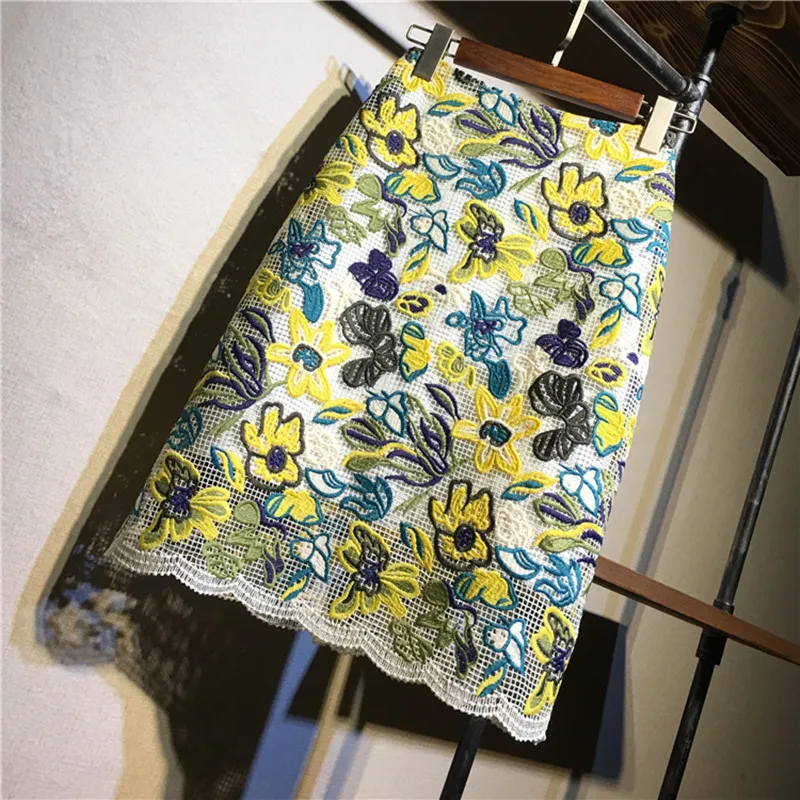 Luxury Design Embroidery Flower Summer Casual Skirts Elegant Office Lady Skirt Sais Daisy Pencil Skirts Bottom
Luxury Design Embroidery Flower Summer Casual Skirts Elegant Office Lady Skirt Sais Daisy Pencil Skirts Bottom