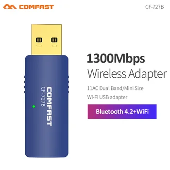 1300Mbps Comfast 727B Mini Wireless USB Dongle Adapter for PC Computer Bluetooth 4.2 Receiver Lan Wifi Network Card Transmitter
1300Mbps Comfast 727B Mini Wireless USB Dongle Adapter for PC Computer Bluetooth 4.2 Receiver Lan Wifi Network Card Transmitter