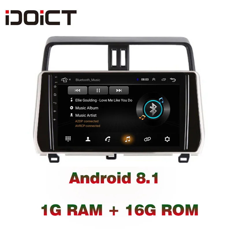 IDOICT Android 8 1 автомобильный DVD плеер GPS навигация Мультимедиа для Toyota Land Cruiser Prado 120
