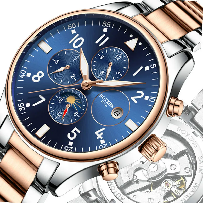 Business Men Fully Automatic Machinery Watches Steel Belt Luminous Through The Bottom Steel Belt Man Calendar Watch WL002
Business Men Fully Automatic Machinery Watches Steel Belt Luminous Through The Bottom Steel Belt Man Calendar Watch WL002