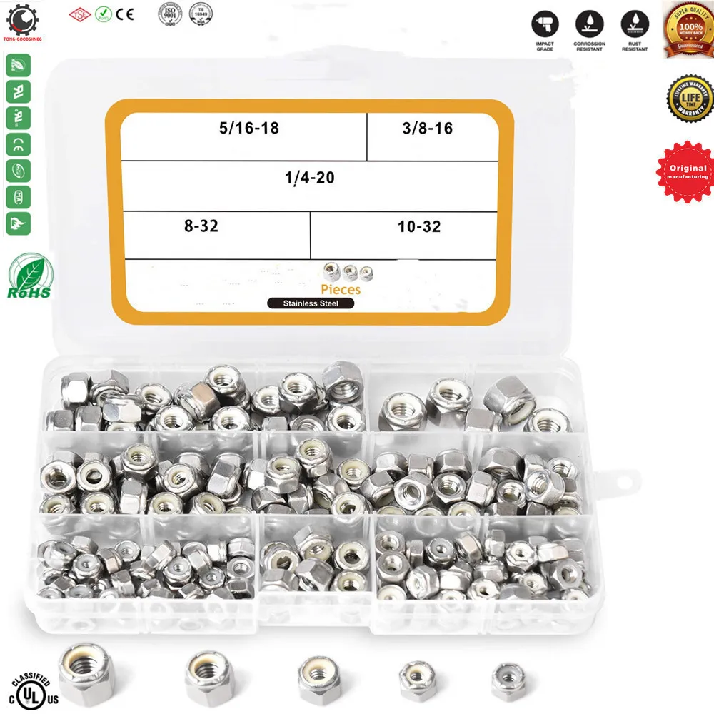 1/4-20 5/16-18 3/8-16 8-32 10-32 Lock Nut Assortment Kit,304 Stainless Steel Nylon Insert Hex Locknuts,Lug Nuts Nut Inserts
1/4-20 5/16-18 3/8-16 8-32 10-32 Lock Nut Assortment Kit,304 Stainless Steel Nylon Insert Hex Locknuts,Lug Nuts Nut Inserts