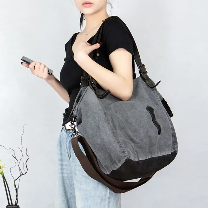 New women's handbag female shoulder diagonal tote bag canvas with leather large capacity women bag retro leather shopping bag
New women's handbag female shoulder diagonal tote bag canvas with leather large capacity women bag retro leather shopping bag