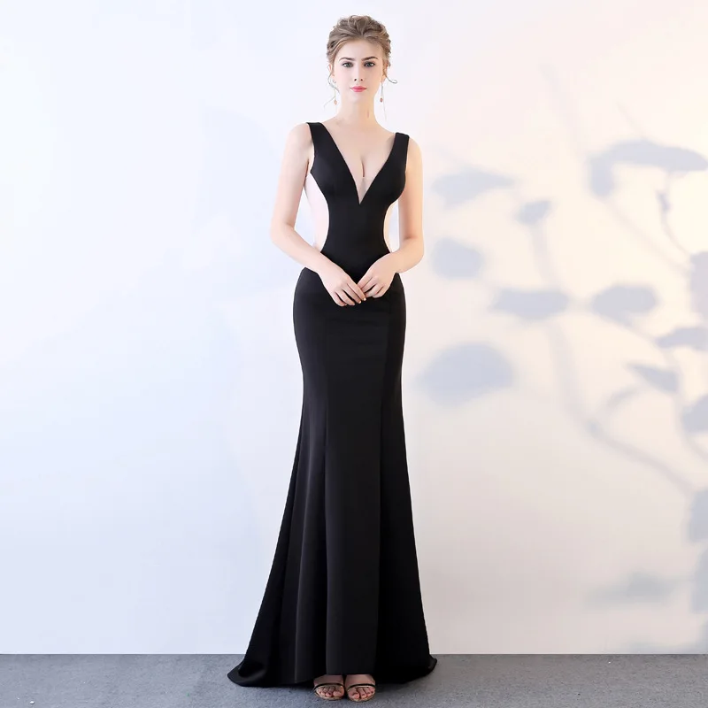 New Arrival Black Evening Dresses Long 2019 Sexy Mermaid V neck Sleeveless Formal Occasion Party Prom Dresses robe de soiree
New Arrival Black Evening Dresses Long 2019 Sexy Mermaid V neck Sleeveless Formal Occasion Party Prom Dresses robe de soiree