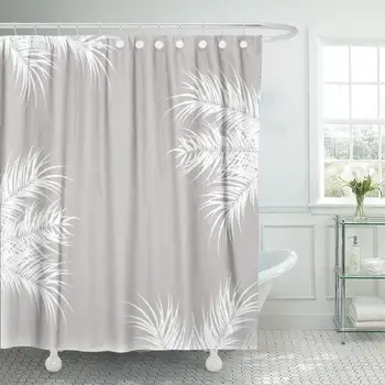 Tropical Shower Curtain Gray and White Palm Leaves and Plants Cloth Summer Pattern on Grey CuteInch Fabric Bathroom Shower
Tropical Shower Curtain Gray and White Palm Leaves and Plants Cloth Summer Pattern on Grey CuteInch Fabric Bathroom Shower