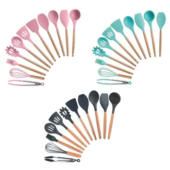 Behogar 11pcs Silicone Cooking Utensils Set Kitchen Nonstick Spatula with Wooden Handles Include Tongs Spatula Turner Ladle Tool
Behogar 11pcs Silicone Cooking Utensils Set Kitchen Nonstick Spatula with Wooden Handles Include Tongs Spatula Turner Ladle Tool