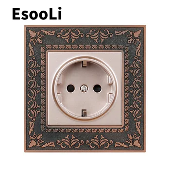 EsooLi Red 16A EU Standard Gold Power Socket 4D Embossing Retro Zinc Alloy Panel Wall Power Socket AC 110~250V
EsooLi Red 16A EU Standard Gold Power Socket 4D Embossing Retro Zinc Alloy Panel Wall Power Socket AC 110~250V