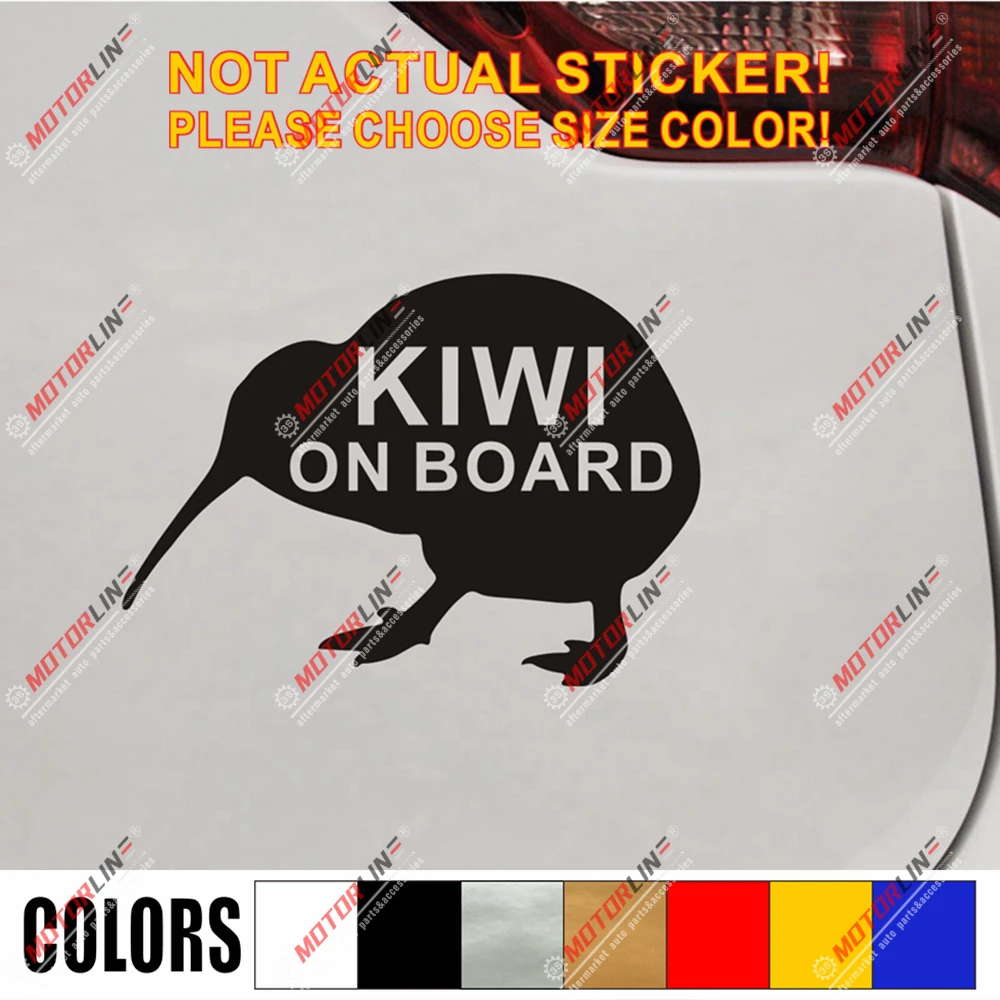 

Kiwi On Board Bird New Zealand Decal Sticker Car Vinyl pick size color no bkgrd