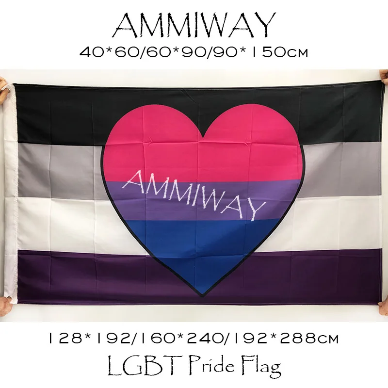 AMMIWAY односторонний или двухсторонний бисексуальный Романтический комбинированный флаг любого размера ЛГБТ