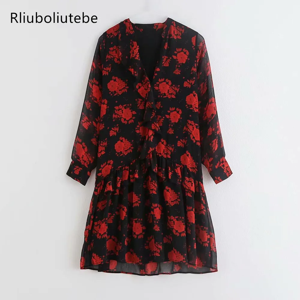 Long Sleeve Floral Print Ruffles Dress Women V Neck A Line Short Sexy Floral Mini Dress Ladies Vintage Vestidos Mujer Autumn
Long Sleeve Floral Print Ruffles Dress Women V Neck A Line Short Sexy Floral Mini Dress Ladies Vintage Vestidos Mujer Autumn