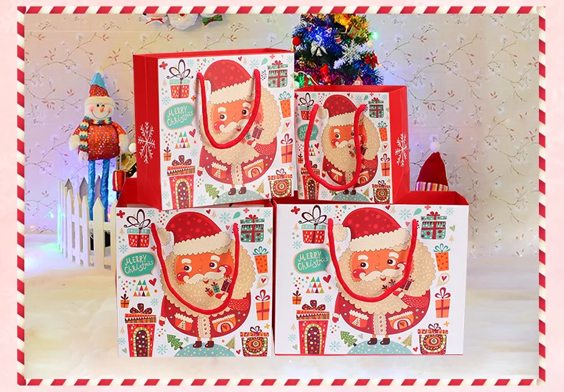 7pcs christmas gift bags santa sacks kraft paper bag kids pa