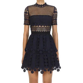 Women's Lace Hollow out Short Dress Sweet Short Sleeve O-neck Elastic Waist Floral Mini Dresses 2020 Summer New
Women's Lace Hollow out Short Dress Sweet Short Sleeve O-neck Elastic Waist Floral Mini Dresses 2020 Summer New