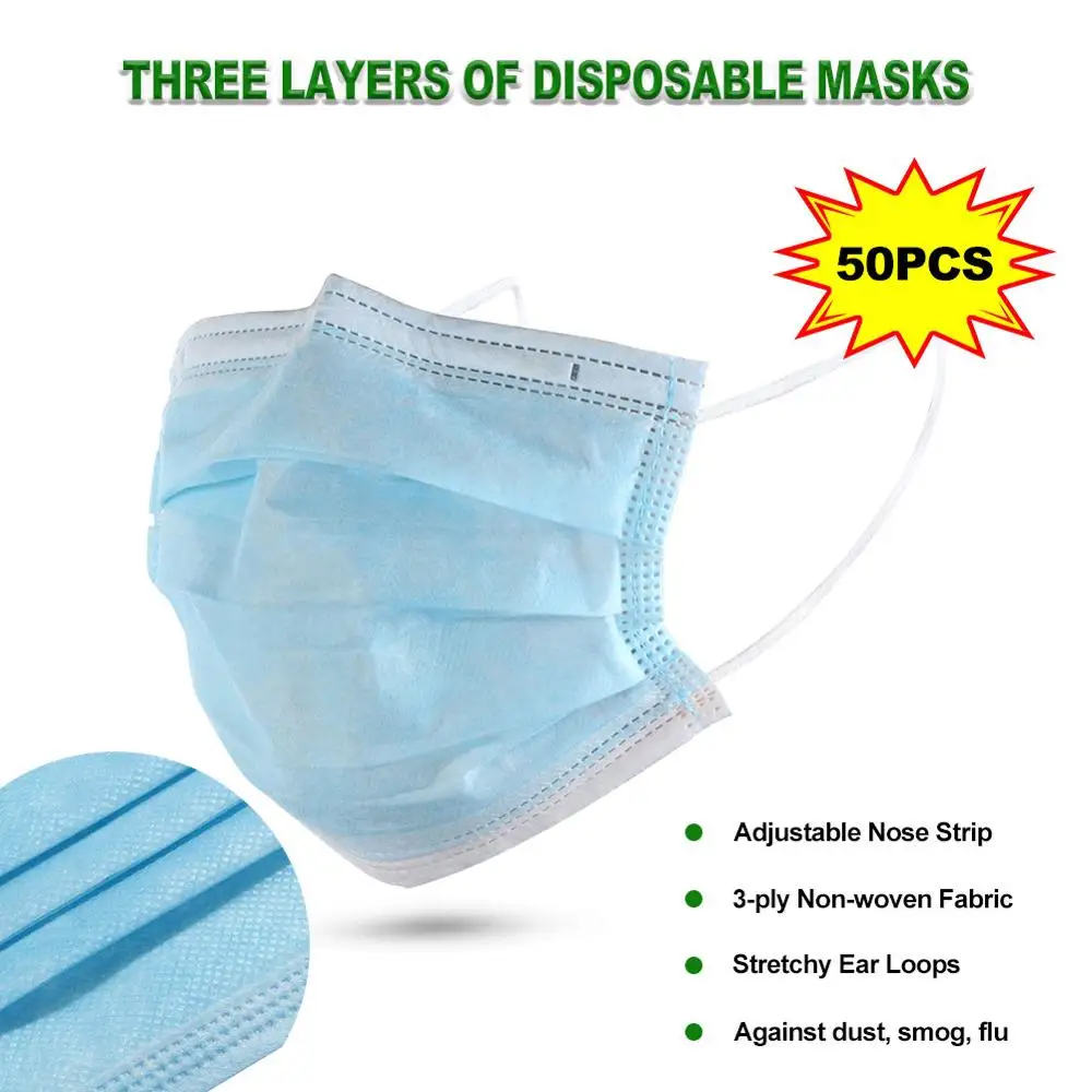 50Pcs Three-layer Non-woven Fabric Protective Masks Women Men Work Daily Keep Security Face Mask Anti Dust Disposable Mouth Mask
50Pcs Three-layer Non-woven Fabric Protective Masks Women Men Work Daily Keep Security Face Mask Anti Dust Disposable Mouth Mask