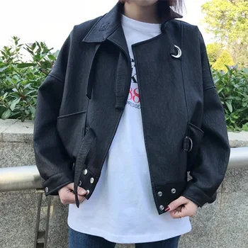 Fashion Solid Women Faux Leather Jacket Office Lady Moto Biker PU Jackets and Coats Turn-down Collar Rivet Streetwear
Fashion Solid Women Faux Leather Jacket Office Lady Moto Biker PU Jackets and Coats Turn-down Collar Rivet Streetwear