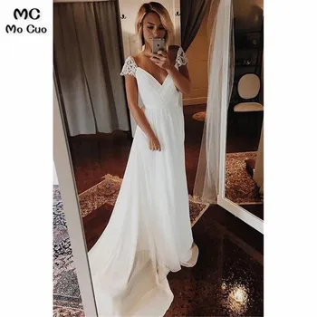 Simple A Line Chiffon Wedding Dresses Cap Sleeve V Neck Bohemian Beach Bridal Gowns Vestidos de novia Bridal Dress Wedding Gown
Simple A Line Chiffon Wedding Dresses Cap Sleeve V Neck Bohemian Beach Bridal Gowns Vestidos de novia Bridal Dress Wedding Gown