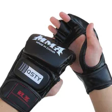 

Black Boxing Gloves Leather Small Kick Fight Karate Half Finger Boxing Gloves Men Guantes Boxeo Martial Arts Products BS50ST