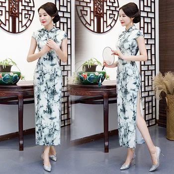 Fashion Mandarin Collar Satin Cheongsam Chinese Vintage Print Qipao Elegant Long Dress S-3XL
Fashion Mandarin Collar Satin Cheongsam Chinese Vintage Print Qipao Elegant Long Dress S-3XL