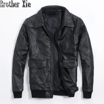 Classic Black Slim Short Genuine Leather Coat Men Cowhide Real Leather Aviation Flight Jackets Large Size Pilot Bomber Jacket
Classic Black Slim Short Genuine Leather Coat Men Cowhide Real Leather Aviation Flight Jackets Large Size Pilot Bomber Jacket