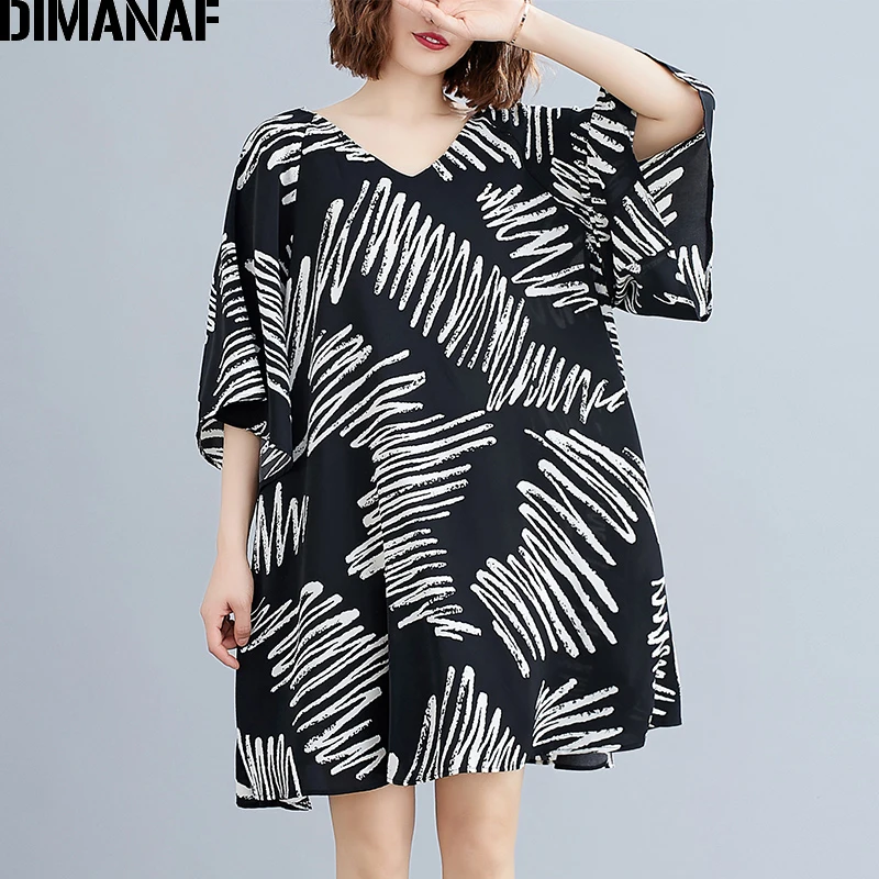 DIMANAF Summer Plus Size Chiffon Print Dress Women Clothing Elegant Fashion Lady Vestidos Sundress Loose 5XL Black Knee-Length
DIMANAF Summer Plus Size Chiffon Print Dress Women Clothing Elegant Fashion Lady Vestidos Sundress Loose 5XL Black Knee-Length