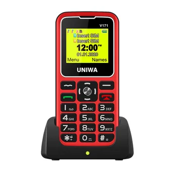 

For Elderly Man 2G Feature Phone UNIWA V171 GMS Mobile Phone Wireless FM 1000mAh Cellphone SOS 1.77" Screen Free Charging Dock