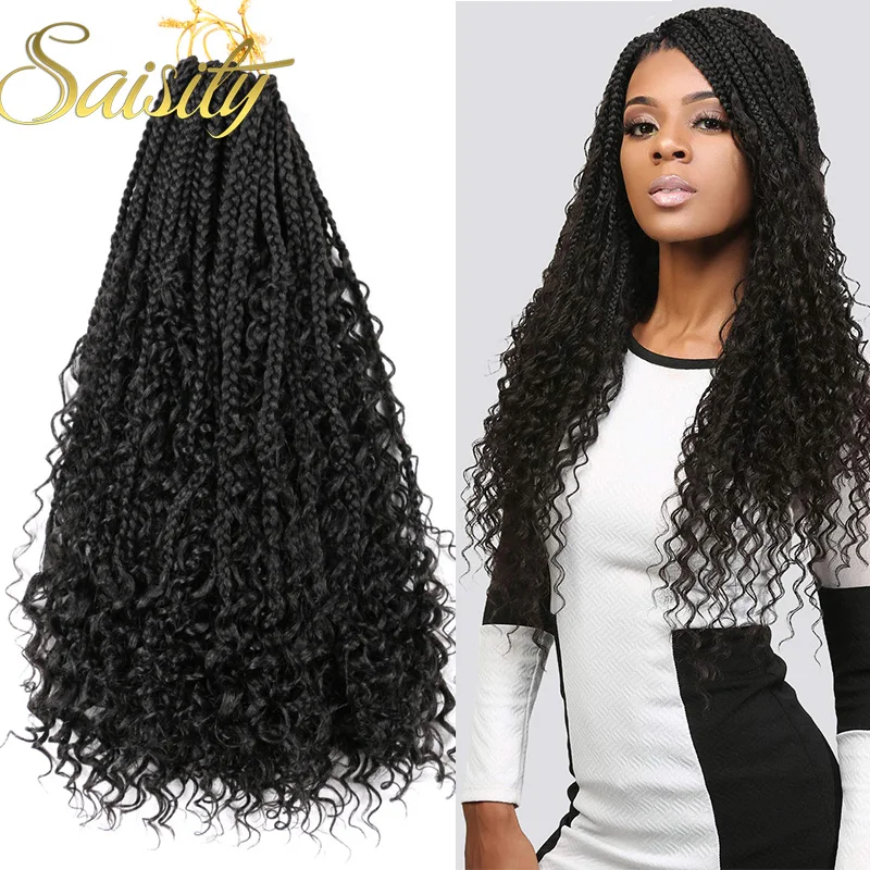 Saisity Bohemian Goddess Box Braids with Curls At The Ends Hair Synthetic Extensions Ombre Color Messy Long Goddess Braids Hair
Saisity Bohemian Goddess Box Braids with Curls At The Ends Hair Synthetic Extensions Ombre Color Messy Long Goddess Braids Hair
