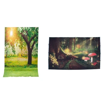 2 Pcs 5X3Ft Fairy Tale Vinyl Photography Background Backdrop Studio Prop, Green Trees Forest Field Garden & Tree House Mushroom
2 Pcs 5X3Ft Fairy Tale Vinyl Photography Background Backdrop Studio Prop, Green Trees Forest Field Garden & Tree House Mushroom