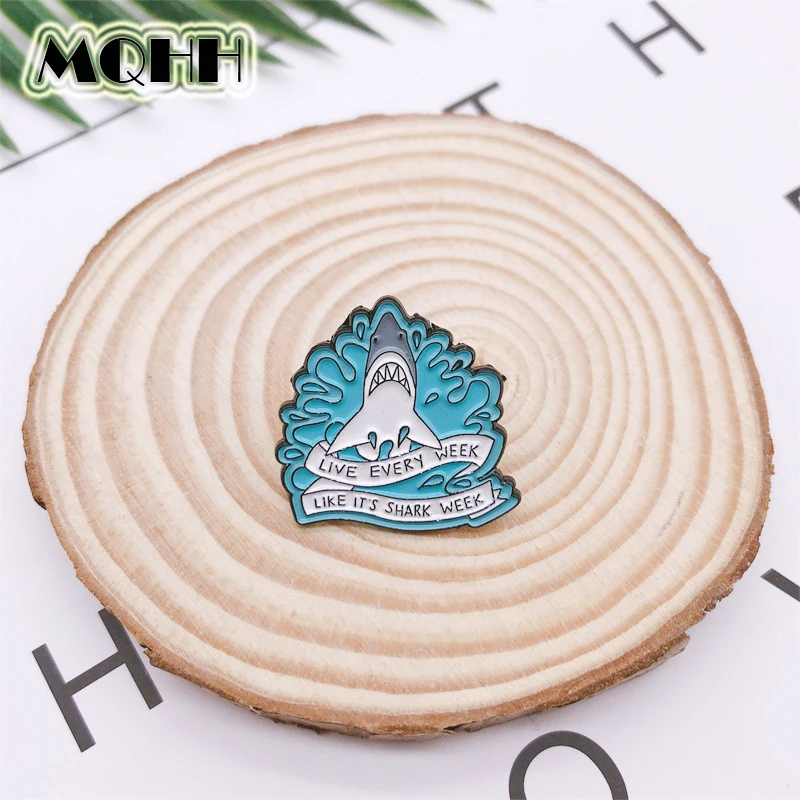 Животное из мультфильма Рыба Акула КИТ эмаль моря брошь значок сплава джинсовой