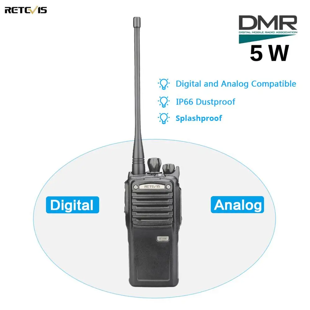 5W Retevis RT54 DMR Digital/Analog Two Way Radio Portable Transceiver UHF Dustproof Waterproof VOX TOT Digital Walkie-Talkie
5W Retevis RT54 DMR Digital/Analog Two Way Radio Portable Transceiver UHF Dustproof Waterproof VOX TOT Digital Walkie-Talkie