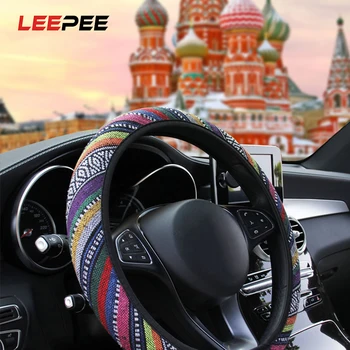 LEEPEE Linen Car Steering Wheel Cover Elastic Ethnic Style Steering Wheel Cover Universal Car Accessories Car Styling
LEEPEE Linen Car Steering Wheel Cover Elastic Ethnic Style Steering Wheel Cover Universal Car Accessories Car Styling