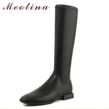 Meotina Riding Boots Women Shoes Natural Genuine Leather Flat Knee-High Boots Square Toe Zipper Boots Female Autumn Winter Black
Meotina Riding Boots Women Shoes Natural Genuine Leather Flat Knee-High Boots Square Toe Zipper Boots Female Autumn Winter Black