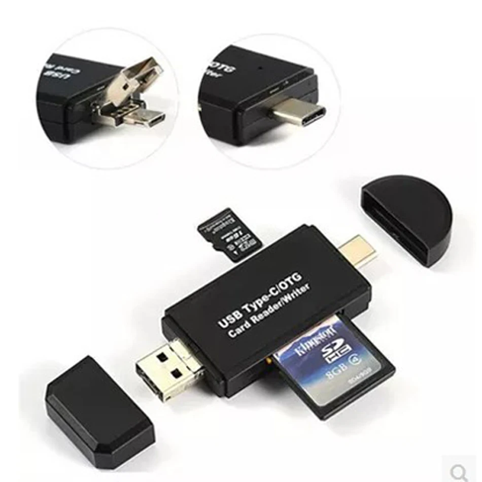 OTG 2 0 кард-ридер 3-в-1 адаптер для кабеля типа с микро-USB и USB высокоскоростной