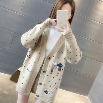 Autumn Winter Women Cardigans Sweater Long Cartoon Cardigans Embroidery Sweater Single Breasted Knit Sweater
Autumn Winter Women Cardigans Sweater Long Cartoon Cardigans Embroidery Sweater Single Breasted Knit Sweater