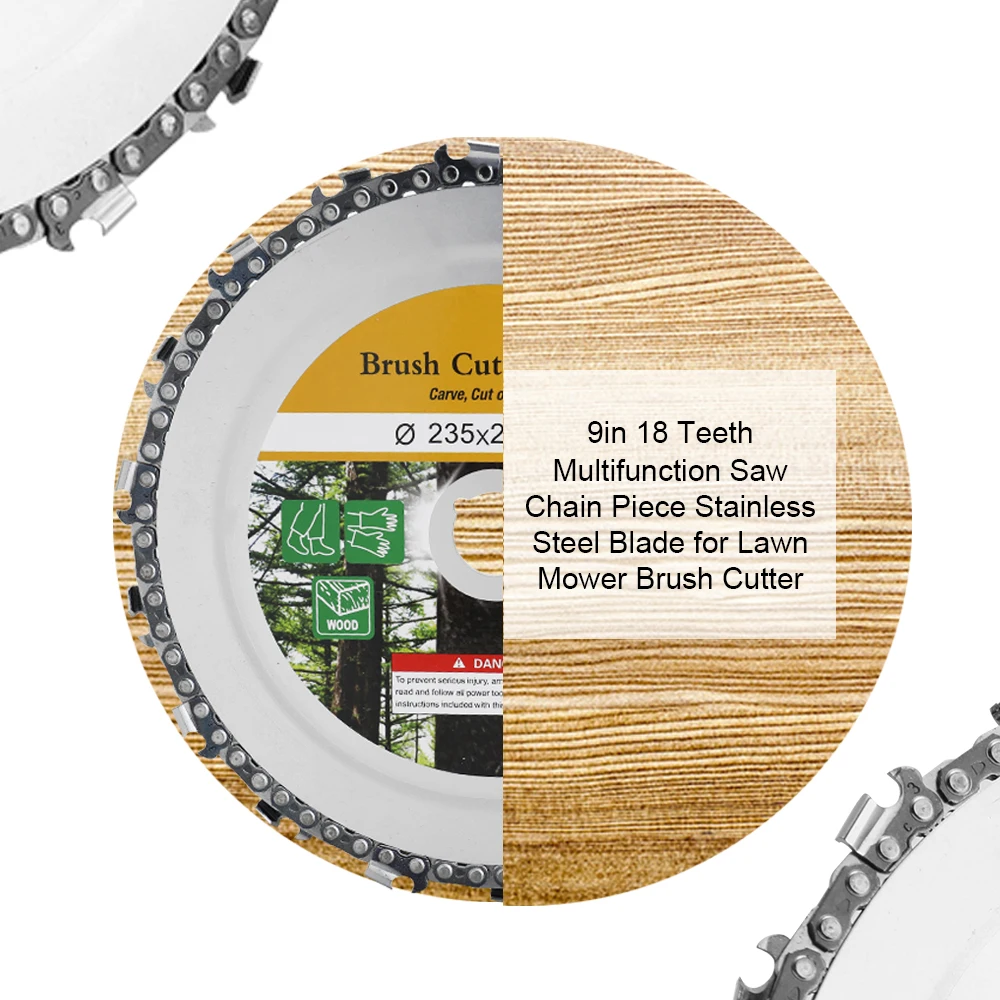 Hot 9in 18 Teeth Multifunction Saw Chain Piece Stainless Steel Blade for Lawn Mower Brush Cutter 
Hot 9in 18 Teeth Multifunction Saw Chain Piece Stainless Steel Blade for Lawn Mower Brush Cutter