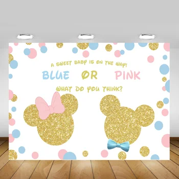 Minnie or Mickey Themed Gender Reveal Party Backdrop for Photography Gold Mouse Pink or Blue Baby Shower Background Photo Shoot
Minnie or Mickey Themed Gender Reveal Party Backdrop for Photography Gold Mouse Pink or Blue Baby Shower Background Photo Shoot