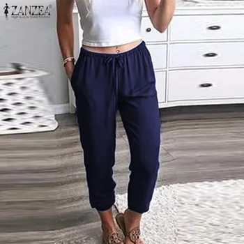 ZANZEA 2020 Spring Summer Long Pants Women Casual Loose Pockets Trousers Streetwear Female Elastic Waist Pants Bottoms Plus Size 
ZANZEA 2020 Spring Summer Long Pants Women Casual Loose Pockets Trousers Streetwear Female Elastic Waist Pants Bottoms Plus Size
