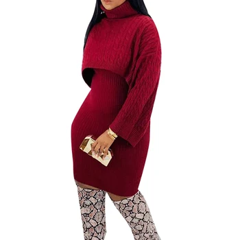 Women Autumn Winter Casual Solid Color Long Sleeve High Collar Two-Piece Sweater+ Skirt Sets 2 Pieces
Women Autumn Winter Casual Solid Color Long Sleeve High Collar Two-Piece Sweater+ Skirt Sets 2 Pieces