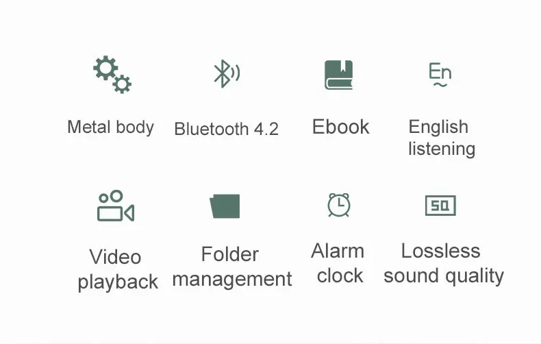 NEW1.8 inch metal touch MP3 MP4 music player Bluetooth 4.2 supports card, with FM alarm clock pedometer e-book built-in speaker