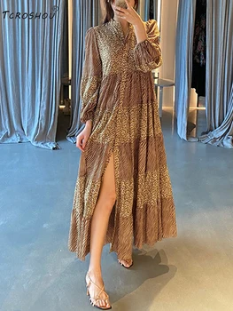 Single-breasted, contrast color, stitching, leopard print, multi-level loose dress, ladies' autumn new style, retro big pendulum
Single-breasted, contrast color, stitching, leopard print, multi-level loose dress, ladies' autumn new style, retro big pendulum