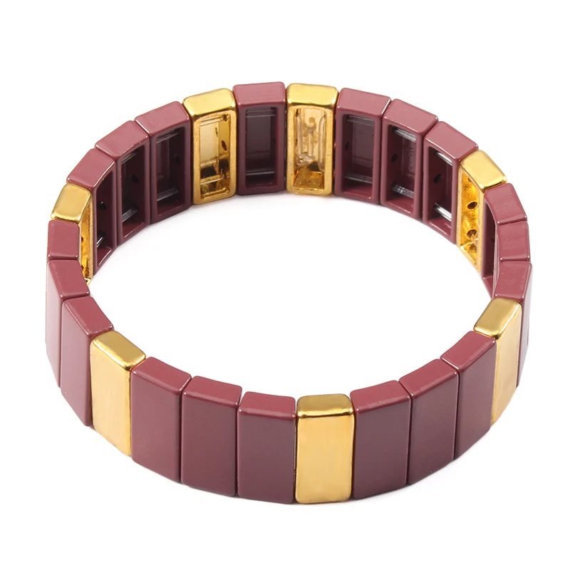 Handmade Golden Stretch Bracelet Stackable Rectangle Tila Tile Bead Chiclet Enamel Colorblock Bracelet Charm for Women Girls
Handmade Golden Stretch Bracelet Stackable Rectangle Tila Tile Bead Chiclet Enamel Colorblock Bracelet Charm for Women Girls