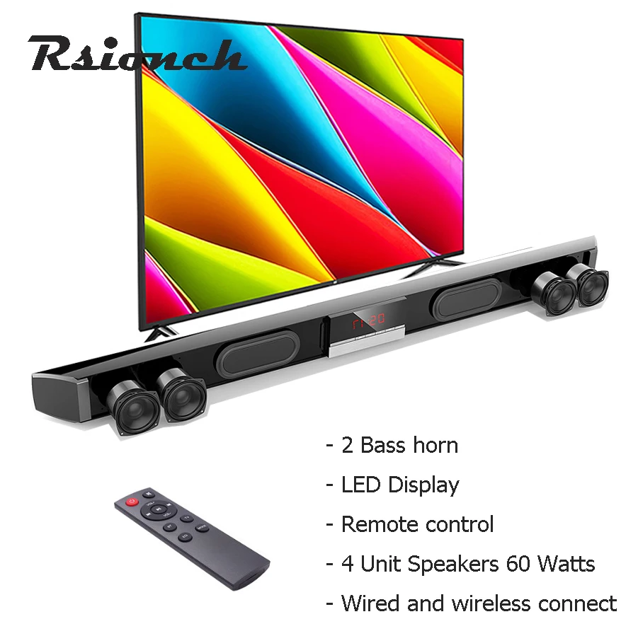 SR100 Plus Sound System Sound Bar 40W Wireless Bluetooth Sound Bar Hifi 3D Stereo Column Subwoofers Surround with Remote Control
SR100 Plus Sound System Sound Bar 40W Wireless Bluetooth Sound Bar Hifi 3D Stereo Column Subwoofers Surround with Remote Control