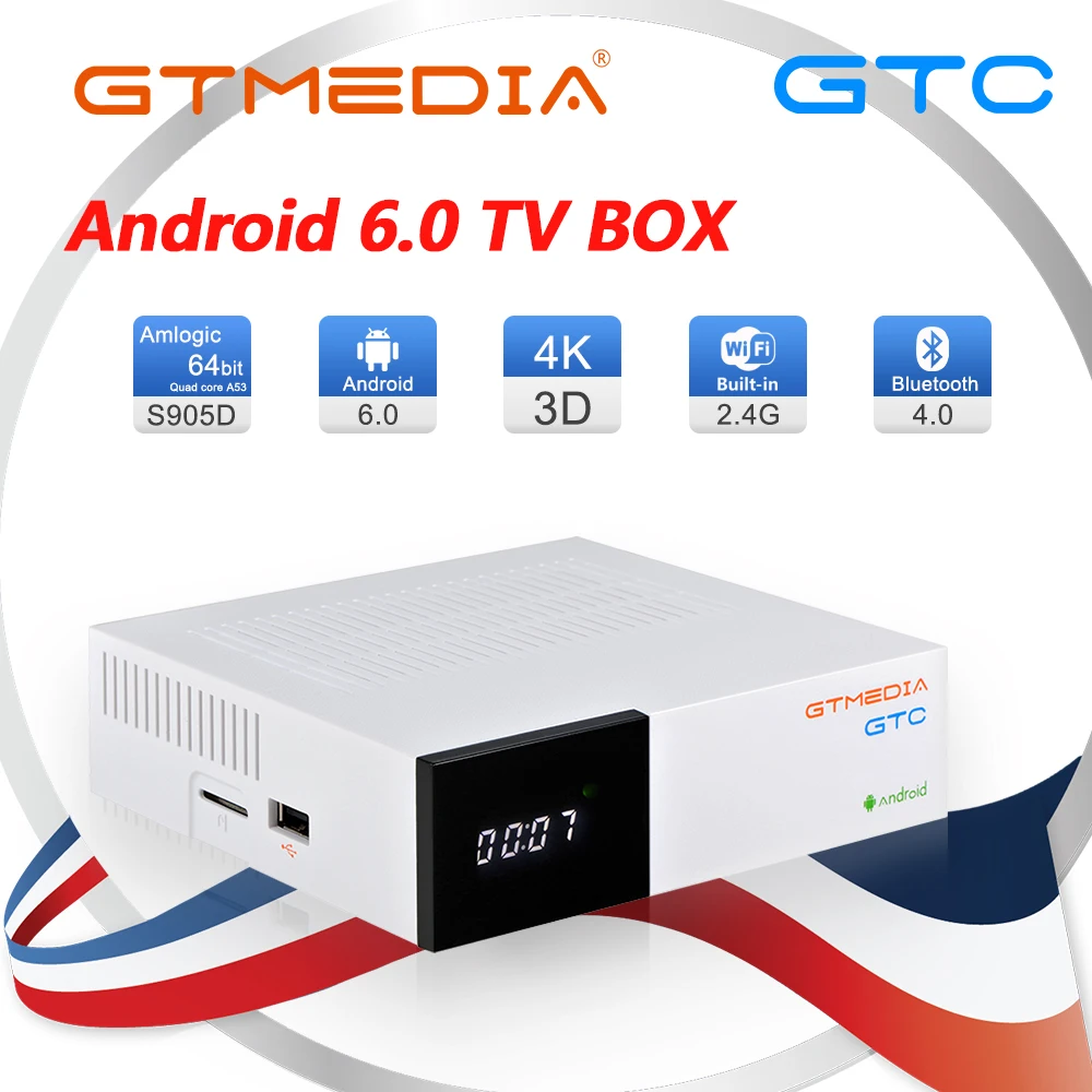 GTMEDIA GTC Smart tv box 4k 2GB RAM 16GB ROM DVB-S2 DVB-C DVB-T2 wifi Bluetooth 4.0 UHD Satellite Receiver set top box
GTMEDIA GTC Smart tv box 4k 2GB RAM 16GB ROM DVB-S2 DVB-C DVB-T2 wifi Bluetooth 4.0 UHD Satellite Receiver set top box