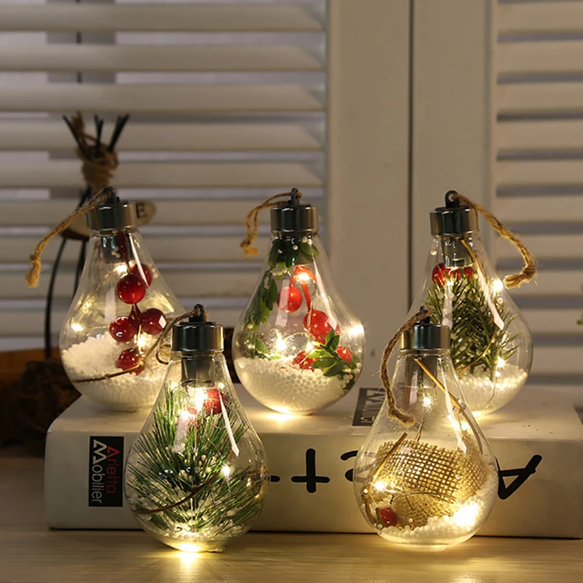 Clear Plastic LED Ball Ornament Light Bulb Shape Christmas Tree Light Ornaments Pendants with Screw Off Cap, Foam Balls
Clear Plastic LED Ball Ornament Light Bulb Shape Christmas Tree Light Ornaments Pendants with Screw Off Cap, Foam Balls
