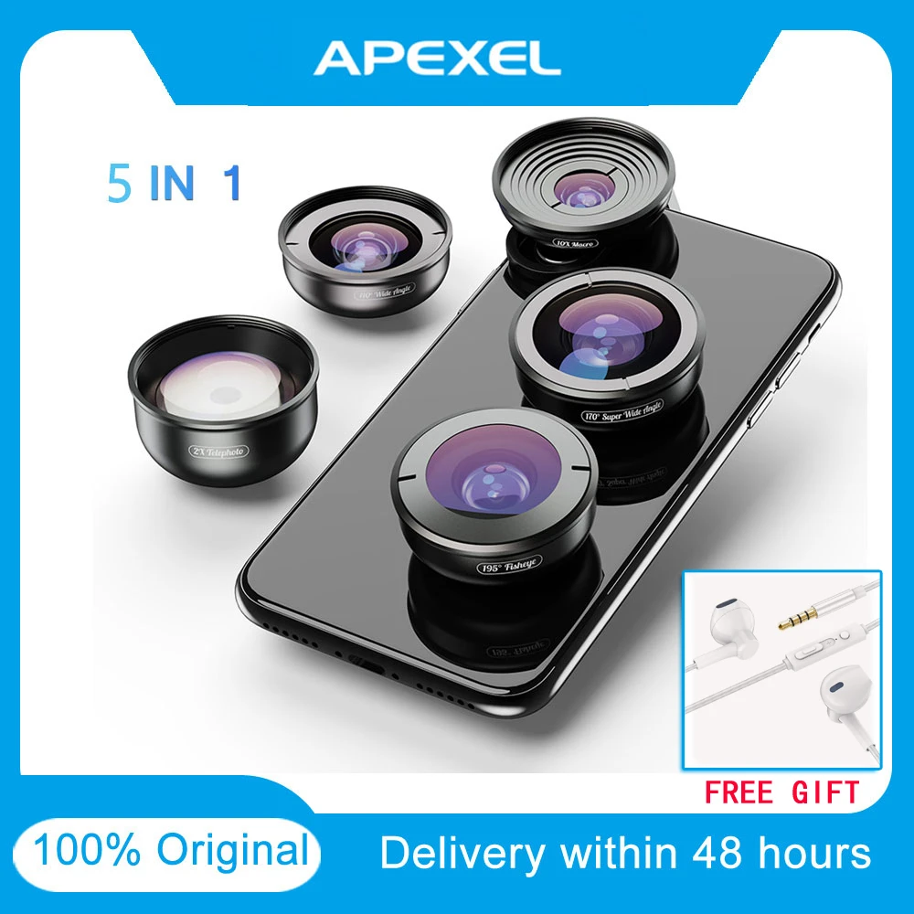 Universal HD 5 in 1 Camera Phone Lens Kit 4K Wide Angle Telescope super Fisheye Macro Phone Lenses for iphone Samsung Xiaomi
Universal HD 5 in 1 Camera Phone Lens Kit 4K Wide Angle Telescope super Fisheye Macro Phone Lenses for iphone Samsung Xiaomi
