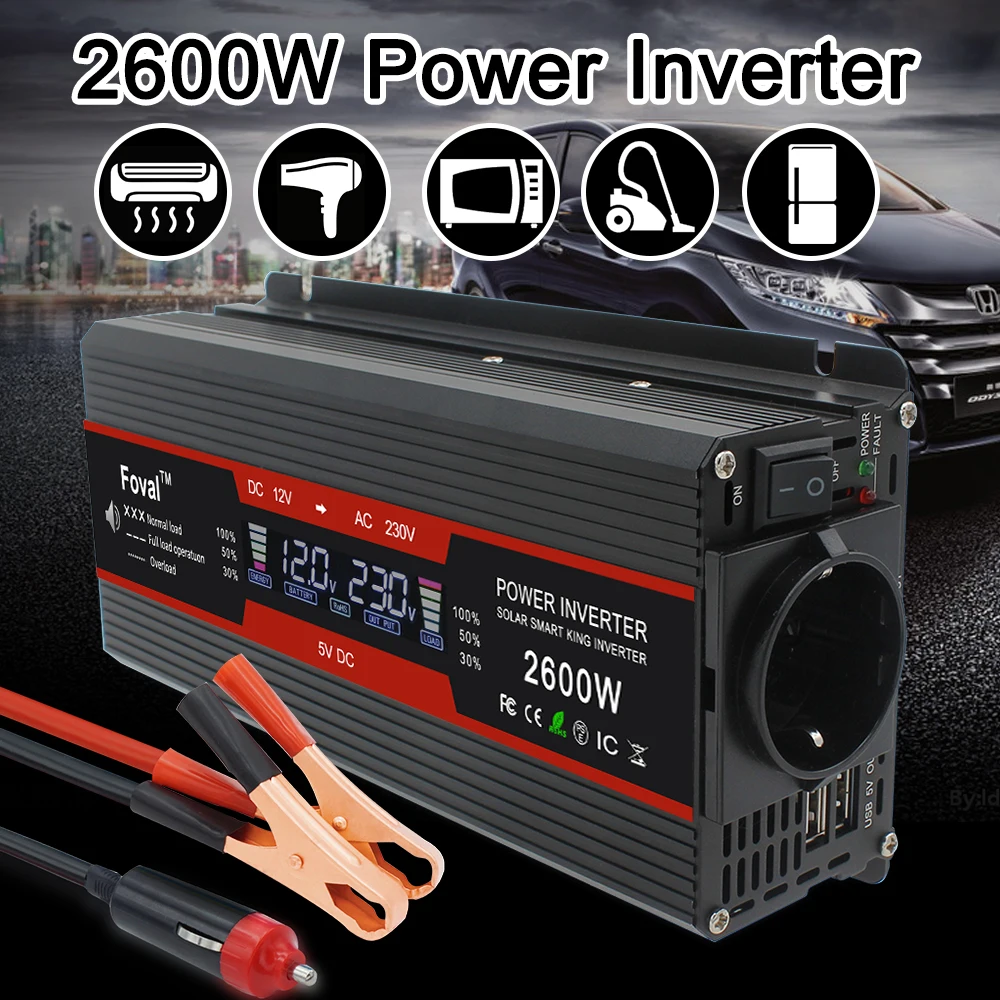 Car inverter High Frequency Transformer 12V To 220V 2600W LCD Power Inverter inversor ac to dc 12v 55a converter
Car inverter High Frequency Transformer 12V To 220V 2600W LCD Power Inverter inversor ac to dc 12v 55a converter