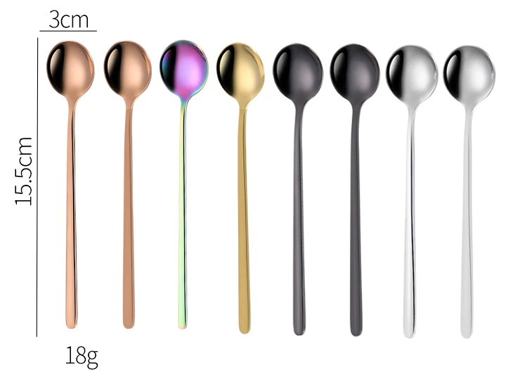 Description Picture 5 of item304 Stainless steel dinnerware set spoon tea spoon Dessert coffee ice cream spoons Kitchen accessories Bar tools new long handle